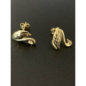 18K Japan Gold  Swan Stud Earrings